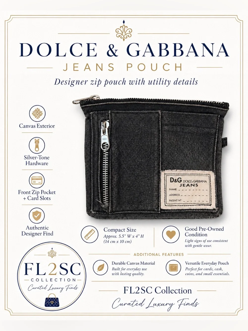 Dolce & Gabbana Black Denim Card Wallet with Branded Patch